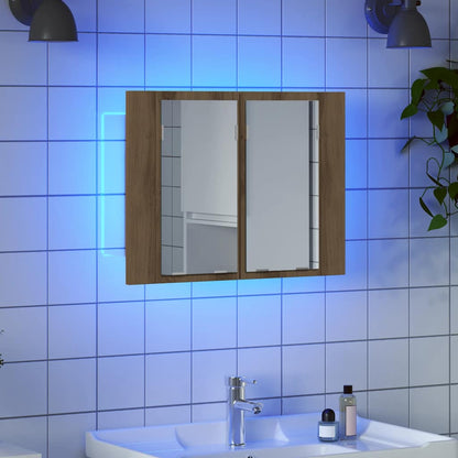 LED Mirror Cabinet Artisan Oak 60x12x45 cm Engineered Wood