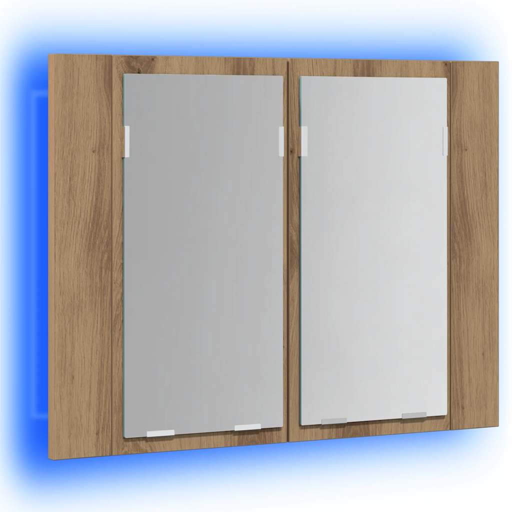 LED Mirror Cabinet Artisan Oak 60x12x45 cm Engineered Wood