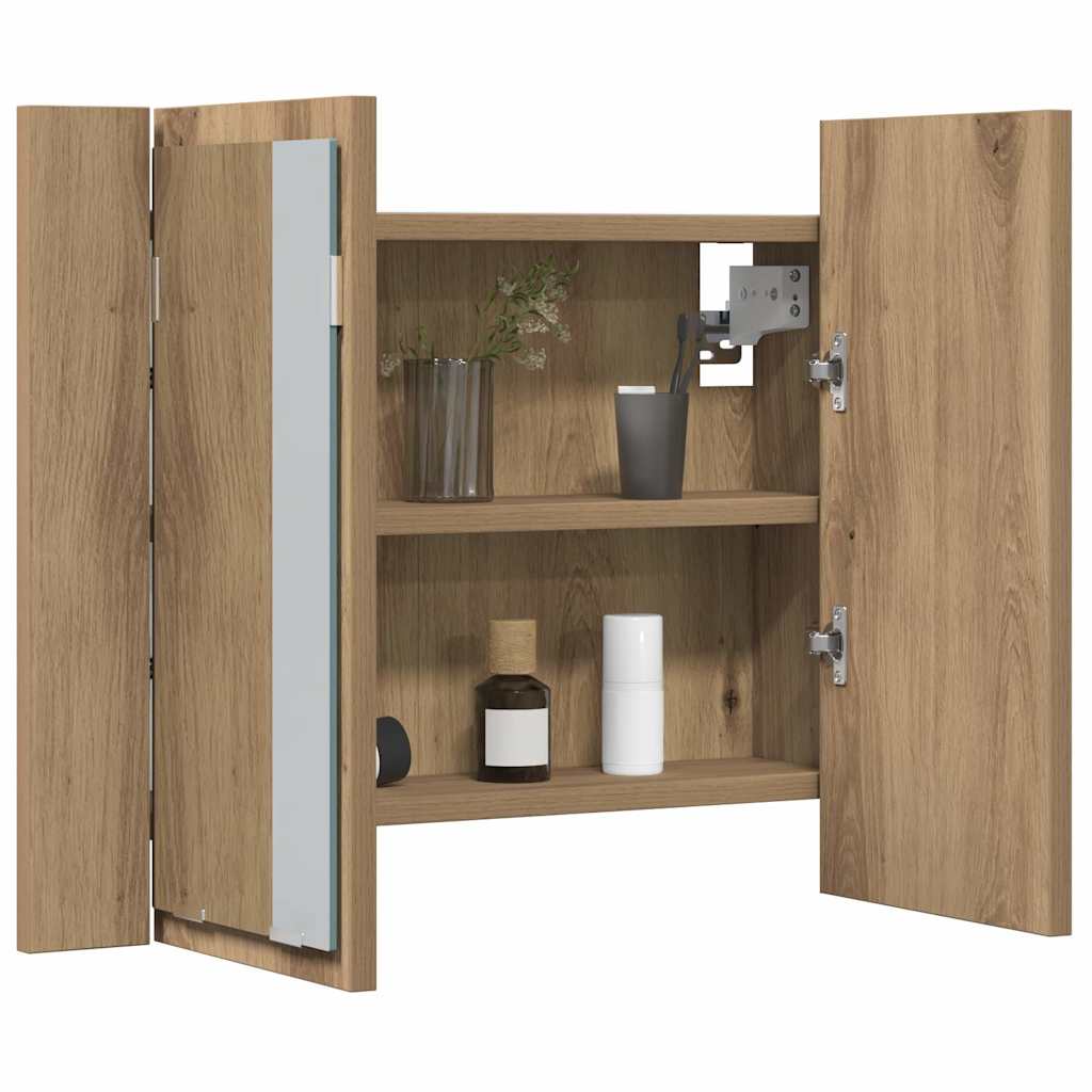 LED Mirror Cabinet Artisan Oak 60x12x45 cm Engineered Wood