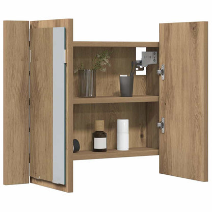 LED Mirror Cabinet Artisan Oak 60x12x45 cm Engineered Wood