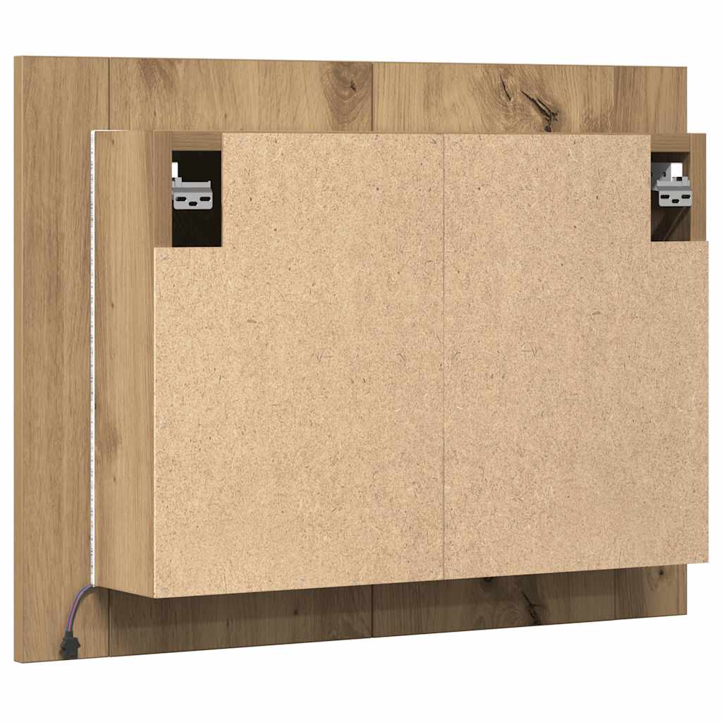 LED Mirror Cabinet Artisan Oak 60x12x45 cm Engineered Wood