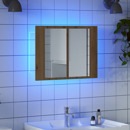 LED Mirror Cabinet Artisan Oak 60x12x45 cm Engineered Wood