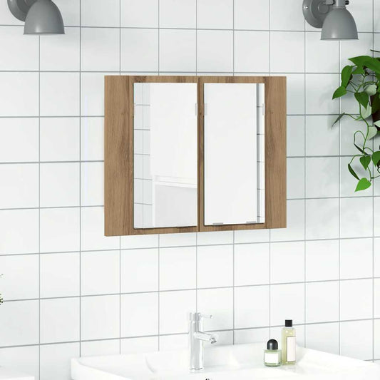 LED Mirror Cabinet Artisan Oak 60x12x45 cm Engineered Wood