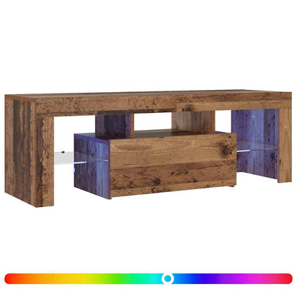 TV Cabinet with LED Lights Old Wood 120x36,5x40 cm Engineered Wood