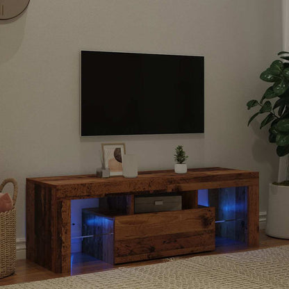 TV Cabinet with LED Lights Old Wood 120x36.5x40 cm