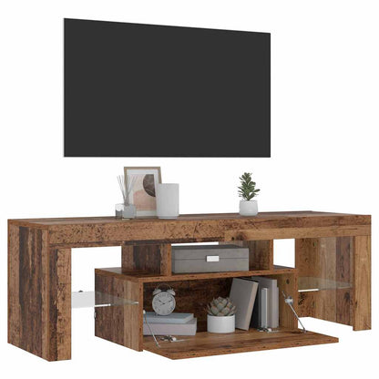 TV Cabinet with LED Lights Old Wood 120x36.5x40 cm Engineered Wood