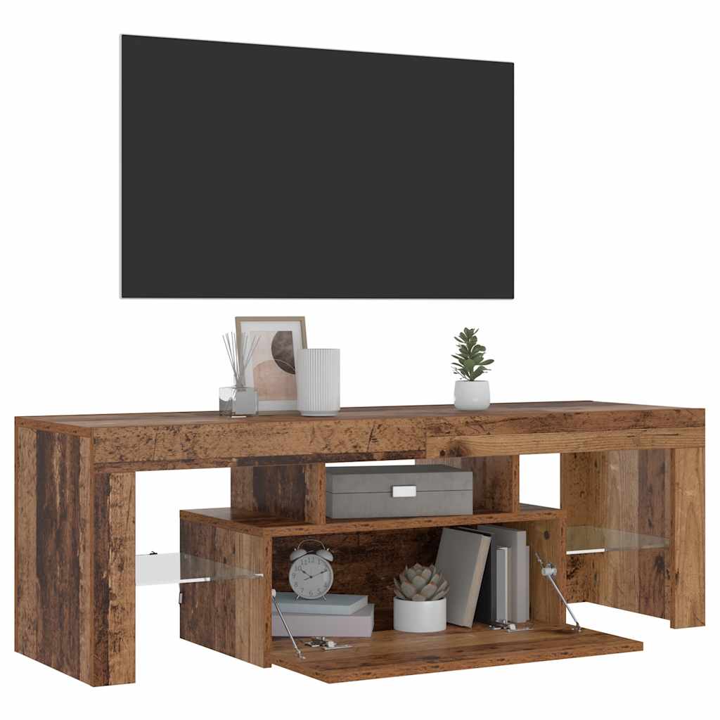 TV Cabinet with LED Lights Old Wood 120x36,5x40 cm Engineered Wood