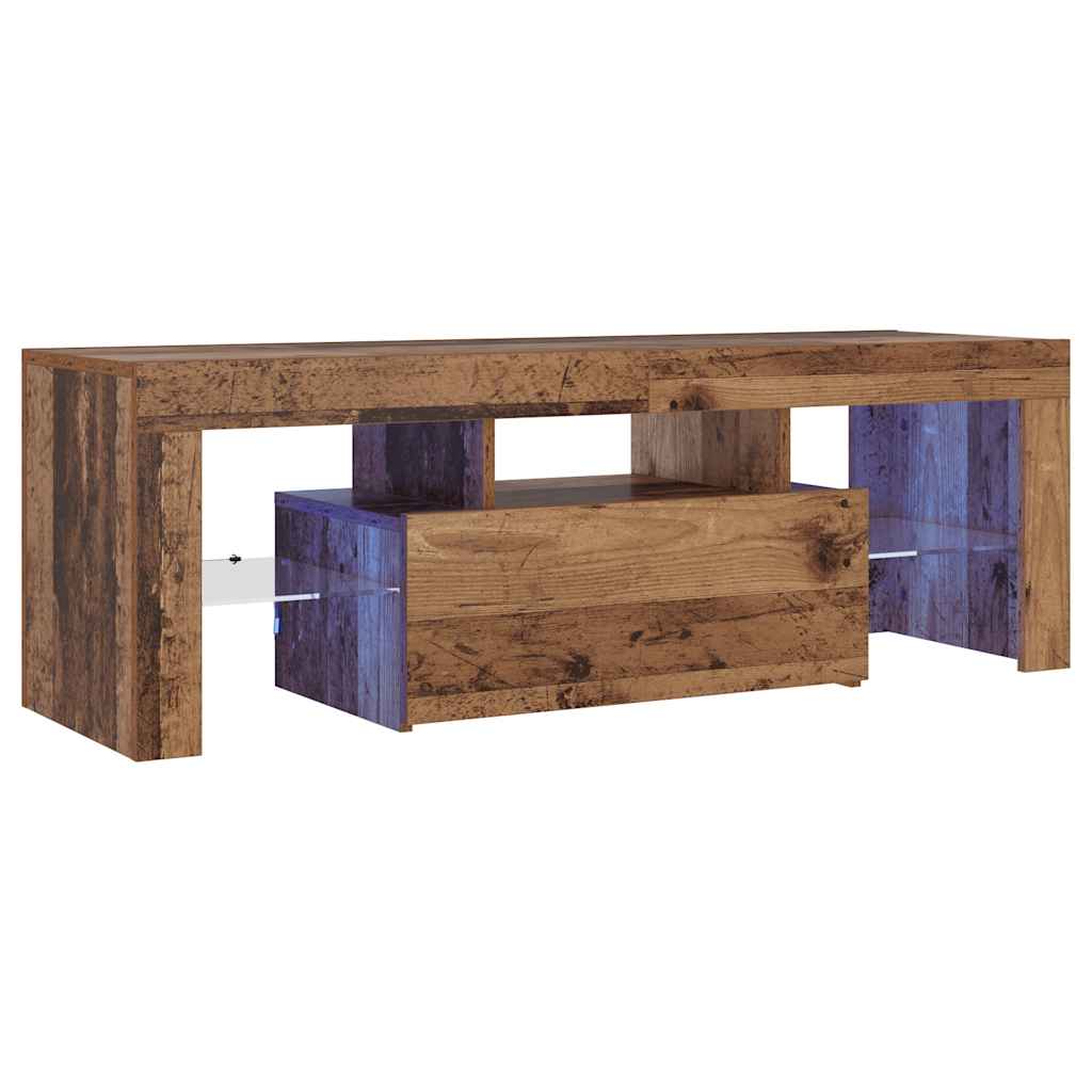 TV Cabinet with LED Lights Old Wood 120x36,5x40 cm Engineered Wood