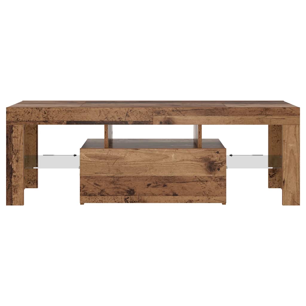 TV Cabinet with LED Lights Old Wood 120x36.5x40 cm Engineered Wood