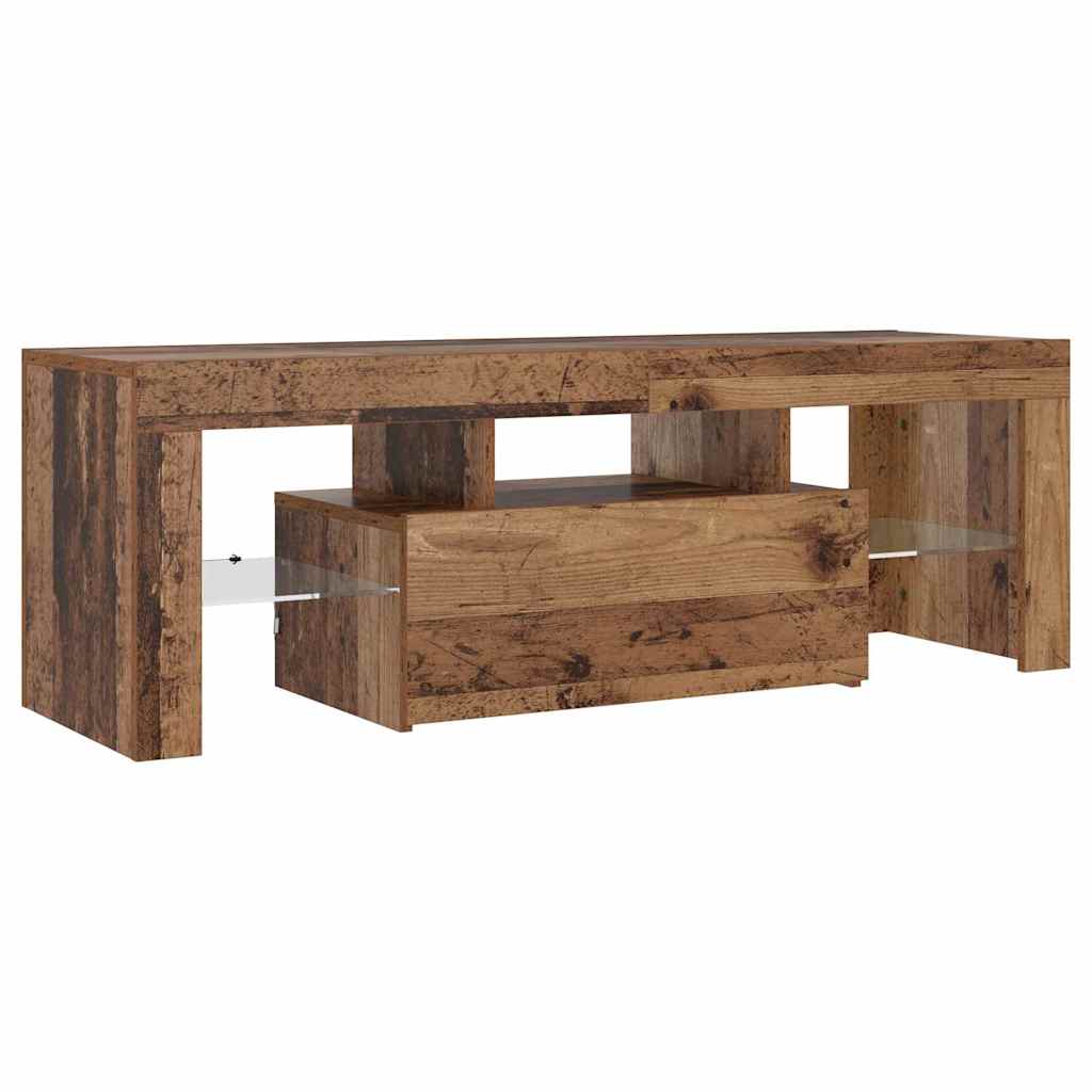 TV Cabinet with LED Lights Old Wood 120x36,5x40 cm Engineered Wood