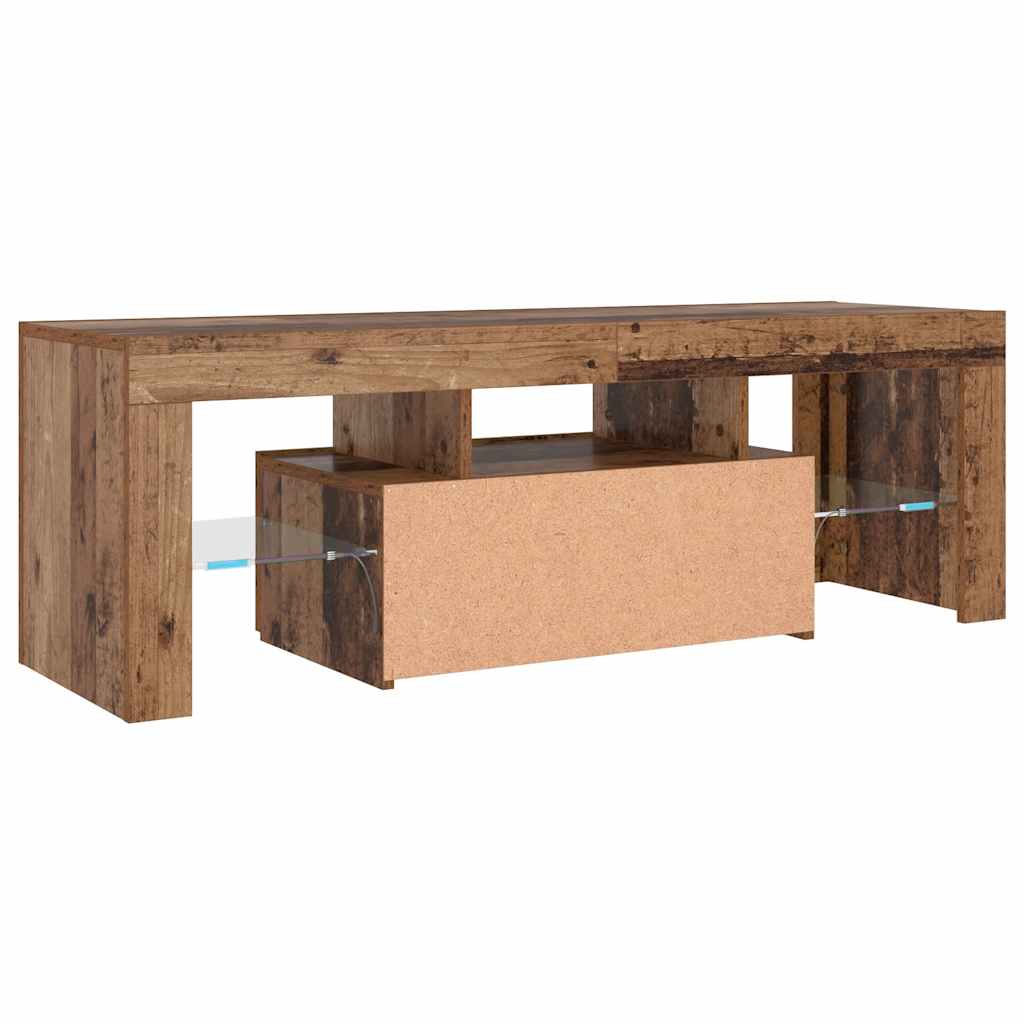 TV Cabinet with LED Lights Old Wood 120x36,5x40 cm Engineered Wood