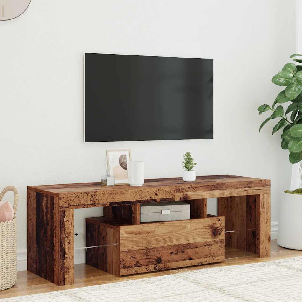 TV Cabinet with LED Lights Old Wood 120x36,5x40 cm Engineered Wood