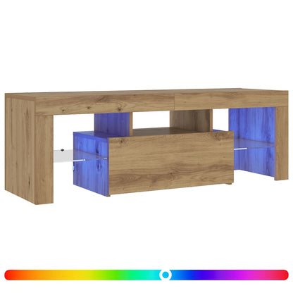 TV Cabinet with LED Lights Artisan Oak 120x36.5x40 cm Engineered Wood