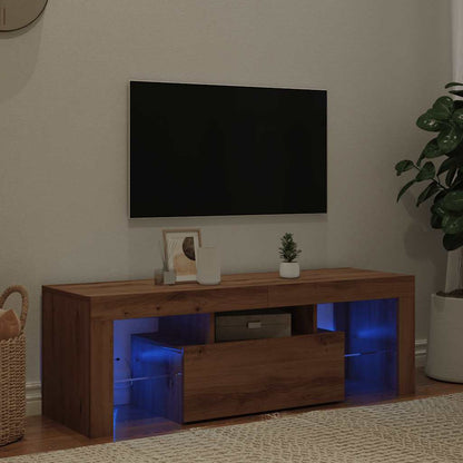 TV Cabinet with LED Lights Artisan Oak 120x36.5x40 cm Engineered Wood