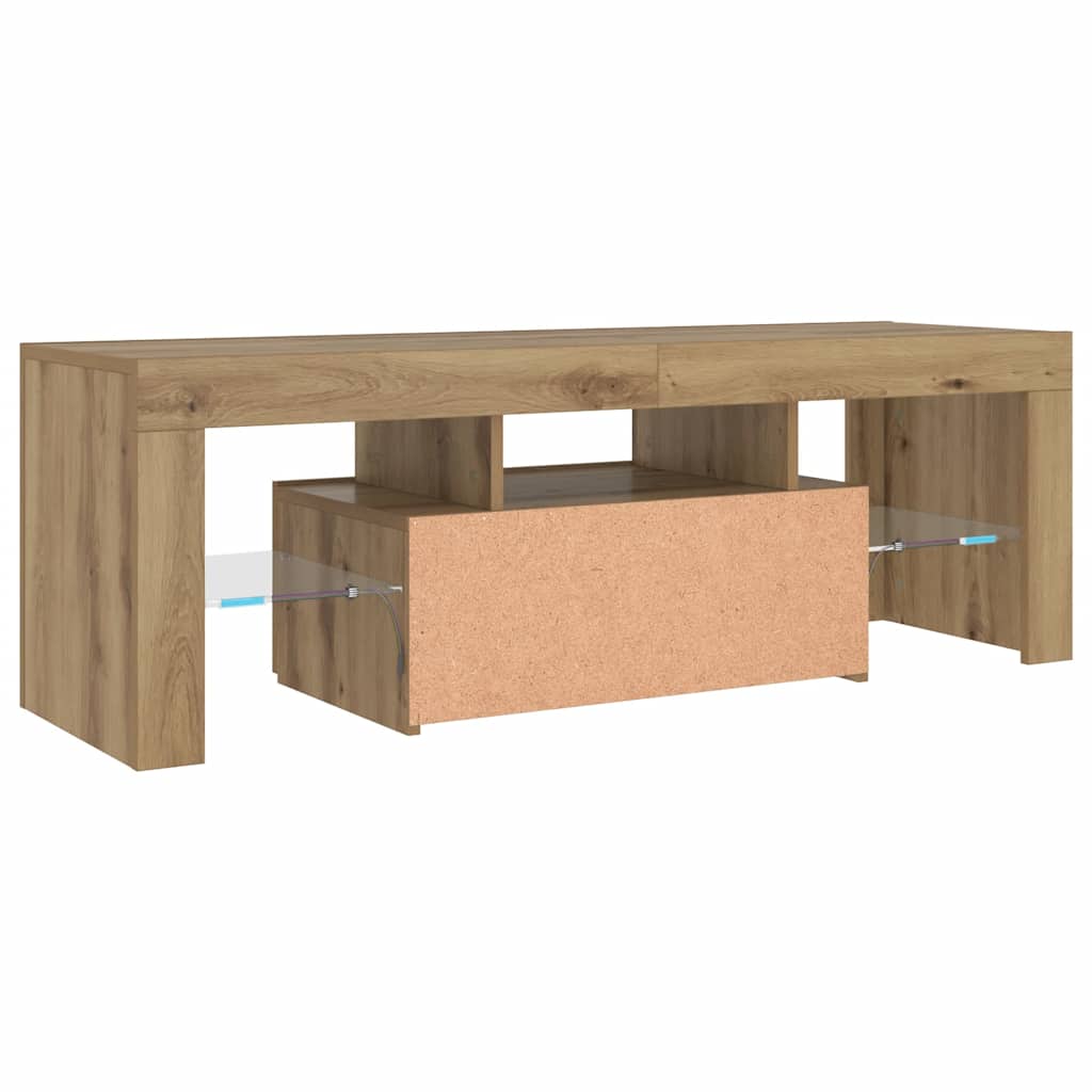 TV Cabinet with LED Lights Artisan Oak 120x36.5x40 cm Engineered Wood
