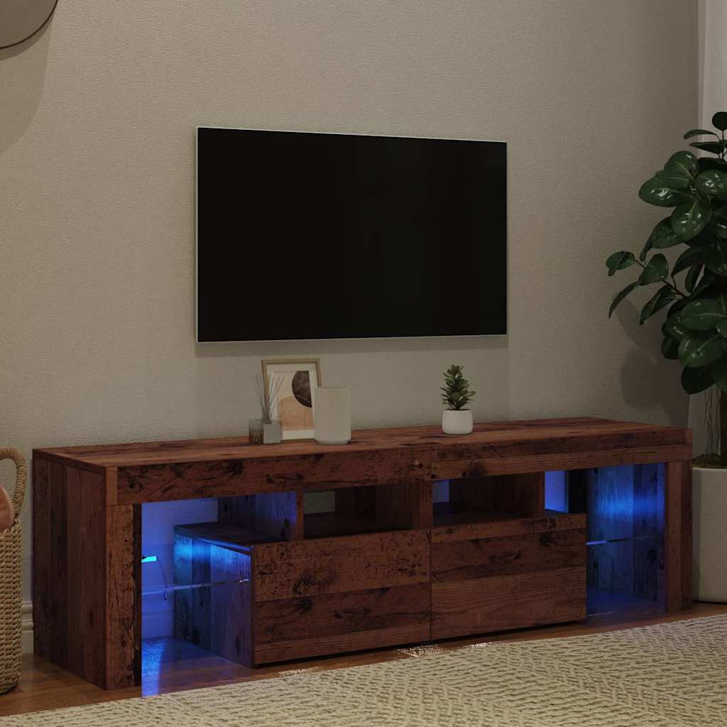 TV Cabinet with LED Lights Old Wood 140x36,5x40 cm Engineered Wood