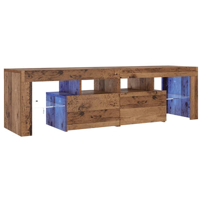 TV Cabinet with LED Lights Old Wood 140x36,5x40 cm Engineered Wood