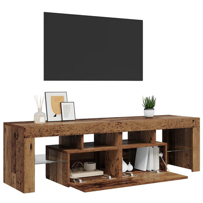 TV Cabinet with LED Lights Old Wood 140x36,5x40 cm Engineered Wood