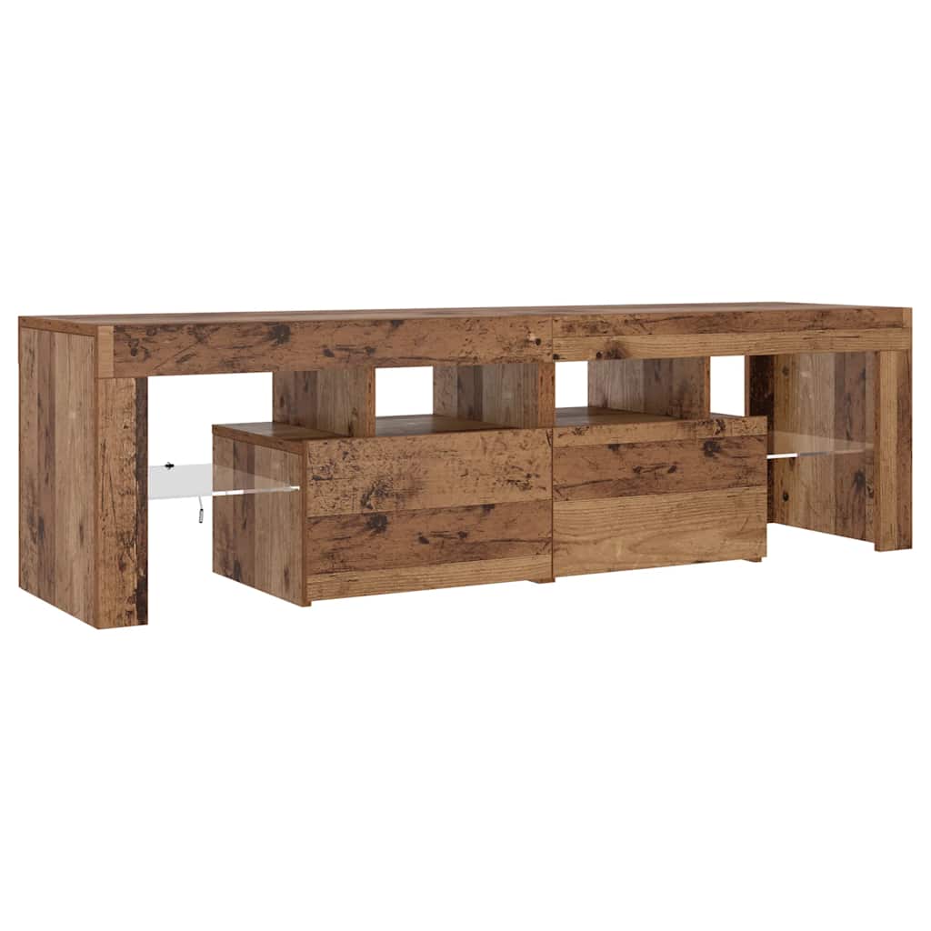 TV Cabinet with LED Lights Old Wood 140x36,5x40 cm Engineered Wood