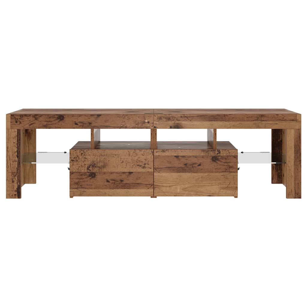 TV Cabinet with LED Lights Old Wood 140x36,5x40 cm Engineered Wood