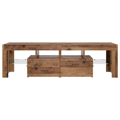TV Cabinet with LED Lights Old Wood 140x36,5x40 cm Engineered Wood
