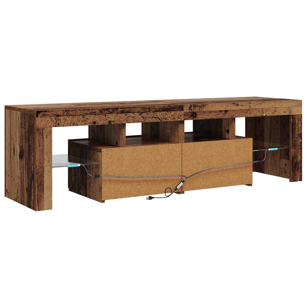TV Cabinet with LED Lights Old Wood 140x36,5x40 cm Engineered Wood