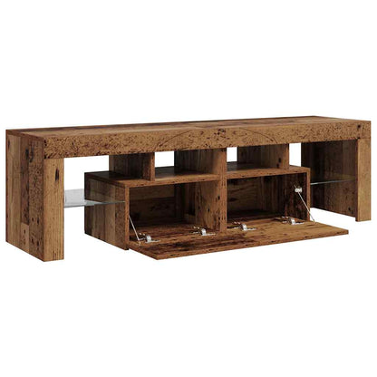 TV Cabinet with LED Lights Old Wood 140x36,5x40 cm Engineered Wood