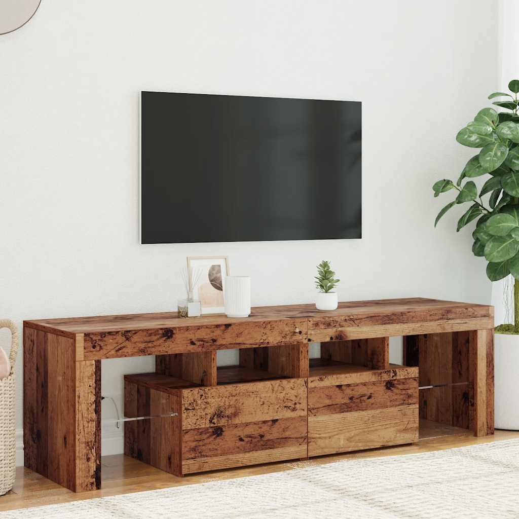 TV Cabinet with LED Lights Old Wood 140x36,5x40 cm Engineered Wood