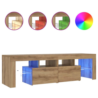 TV Cabinet with LED Lights Artisan Oak 140x36,5x40 cm Engineered Wood