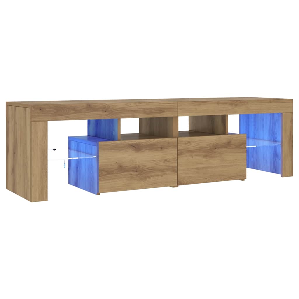 TV Cabinet with LED Lights Artisan Oak 140x36,5x40 cm Engineered Wood