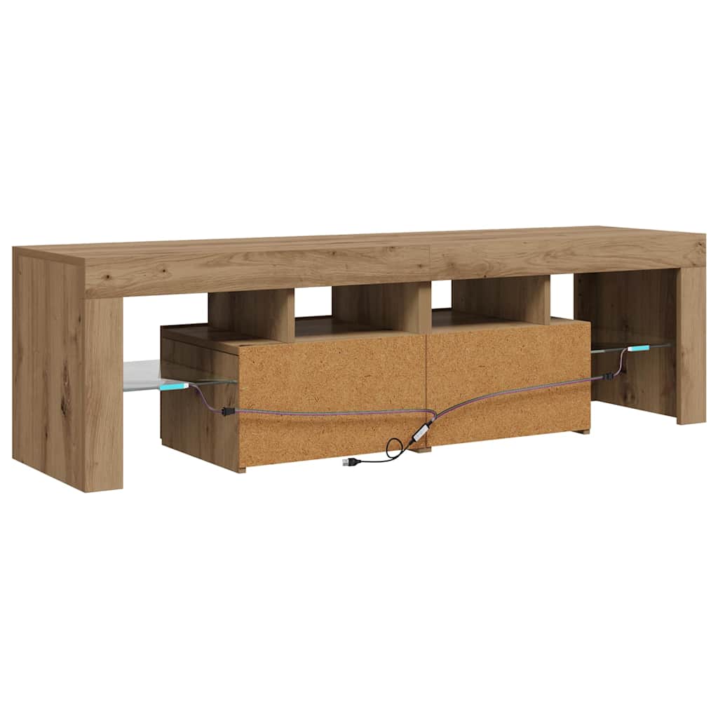 TV Cabinet with LED Lights Artisan Oak 140x36,5x40 cm Engineered Wood