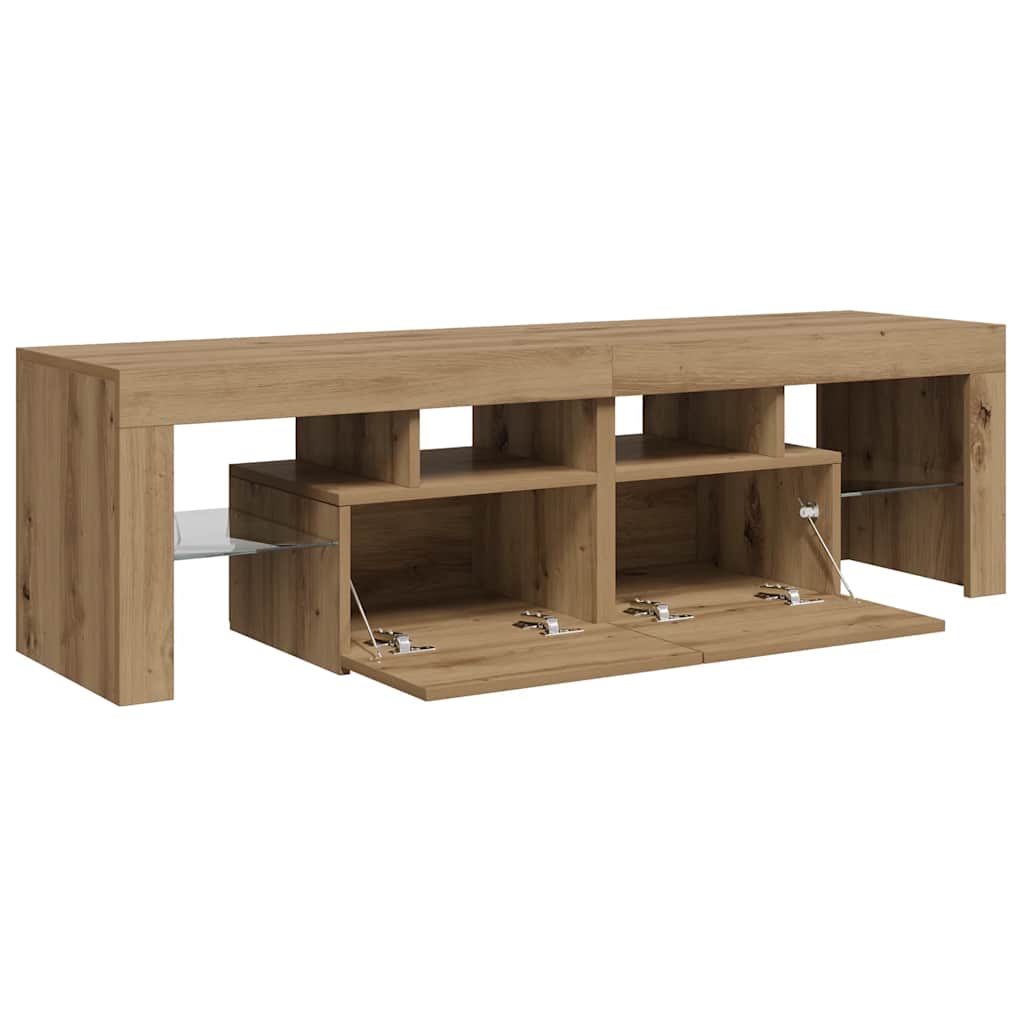 TV Cabinet with LED Lights Artisan Oak 140x36,5x40 cm Engineered Wood