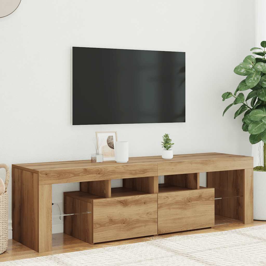 TV Cabinet with LED Lights Artisan Oak 140x36,5x40 cm Engineered Wood