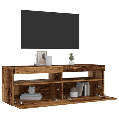 TV Cabinet with LED Lights Old Wood 120x35x40 cm Engineered Wood