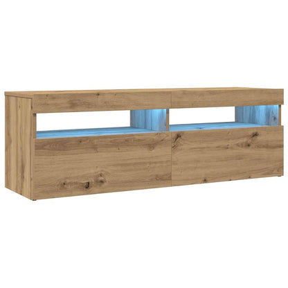 TV Cabinet with LED Lights Artisan Oak 120x35x40 cm