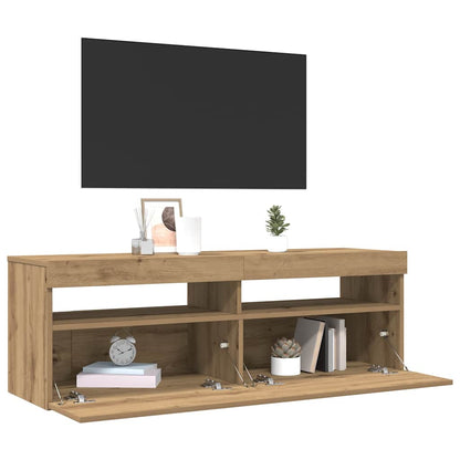 TV Cabinet with LED Lights Artisan Oak 120x35x40 cm