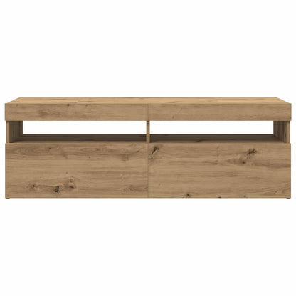 TV Cabinet with LED Lights Artisan Oak 120x35x40 cm Engineered Wood