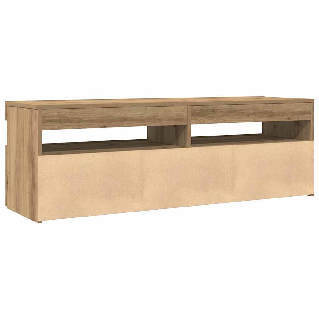 TV Cabinet with LED Lights Artisan Oak 120x35x40 cm