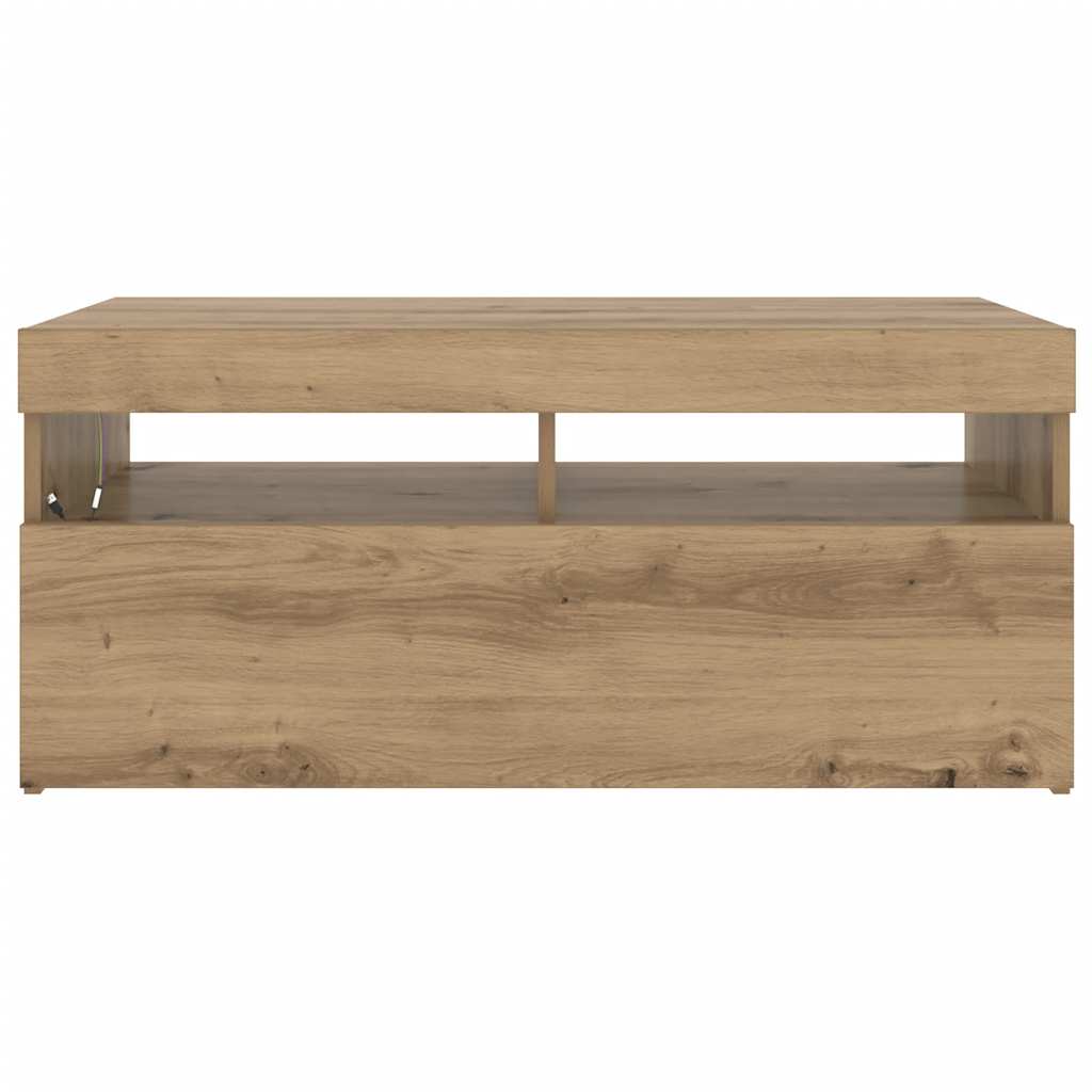 TV Cabinet with LED Lights Artisan Oak 90x35x40 cm Engineered Wood