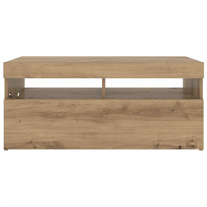 TV Cabinet with LED Lights Artisan Oak 90x35x40 cm Engineered Wood
