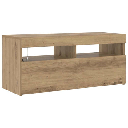 TV Cabinet with LED Lights Artisan Oak 90x35x40 cm Engineered Wood
