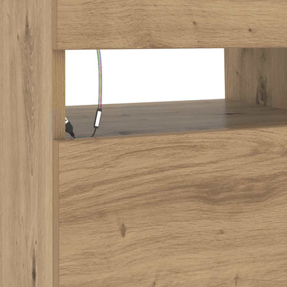 TV Cabinet with LED Lights Artisan Oak 90x35x40 cm Engineered Wood