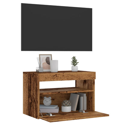 TV Cabinet with LED Lights Old Wood 60x35x40 cm Engineered Wood