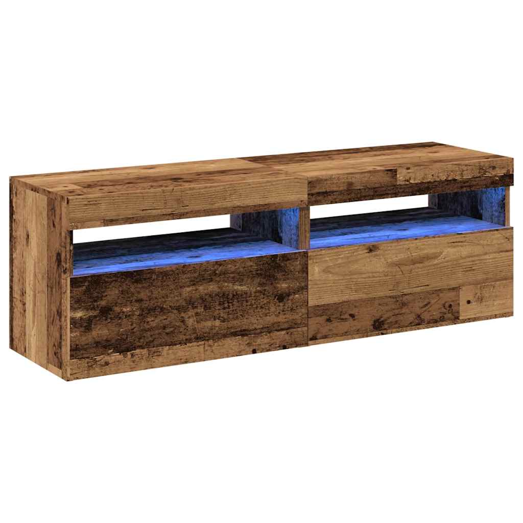 2 Piece TV Cabinet Set with LED Lights Old Wood Engineered Wood
