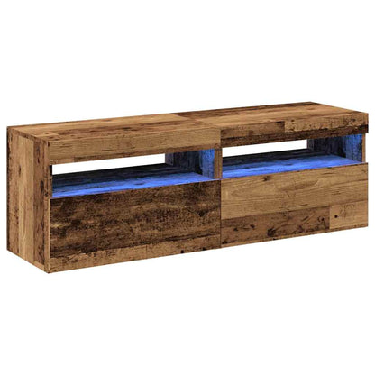 2 Piece TV Cabinet Set with LED Lights Old Wood Engineered Wood