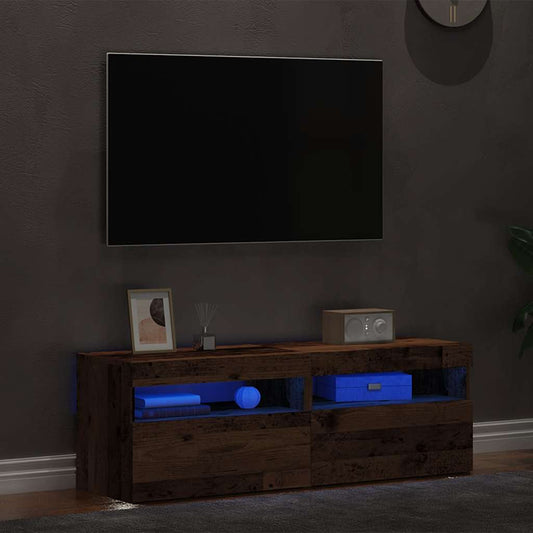 2 Piece TV Cabinet Set with LED Lights Old Wood Engineered Wood