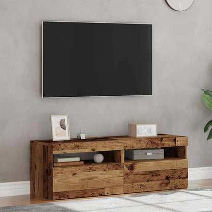 2 Piece TV Cabinet Set with LED Lights Old Wood Engineered Wood