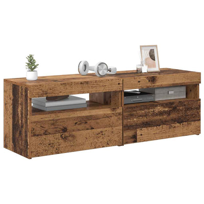 2 Piece TV Cabinet Set with LED Lights Old Wood Engineered Wood