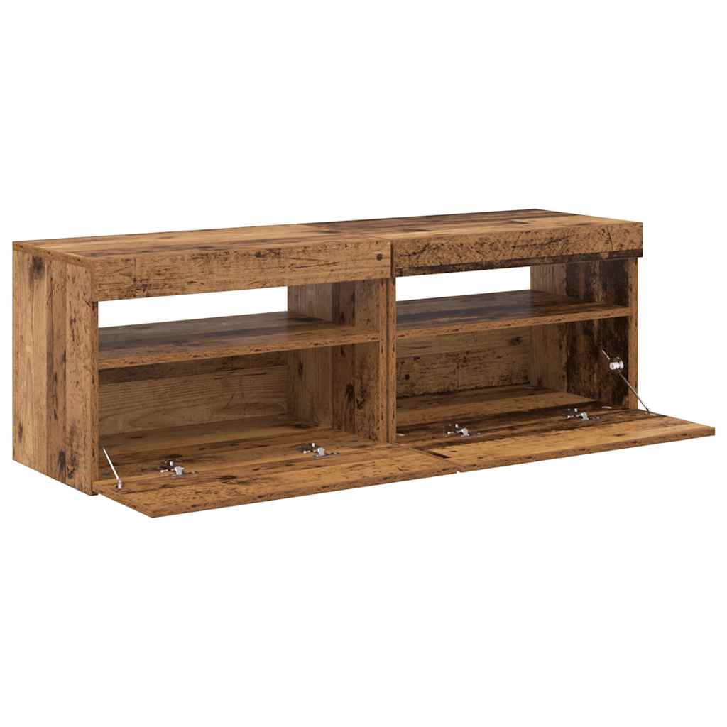 TV Cabinets with LED Lights 2 pcs Old Wood Engineered Wood