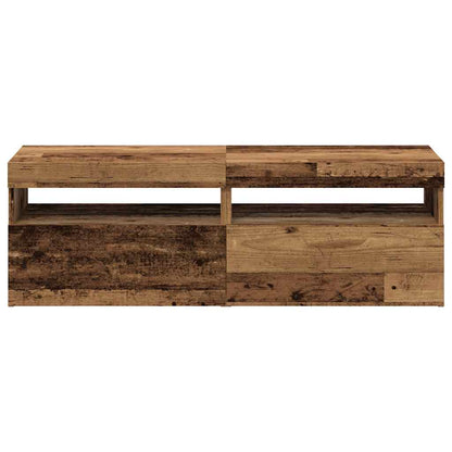 2 Piece TV Cabinet Set with LED Lights Old Wood Engineered Wood